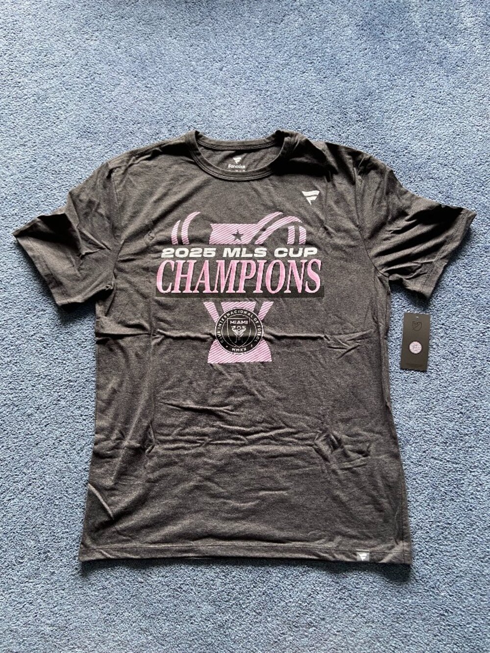 Fanatics Gray Inter Miami CF 2025 MLS Cup Champions Locker Room T-Shirt M NWT